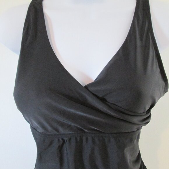 Jones NY 1 PC Swimsuit Wrap Bodice Shirred Front Sz XL - Picture 2 of 6